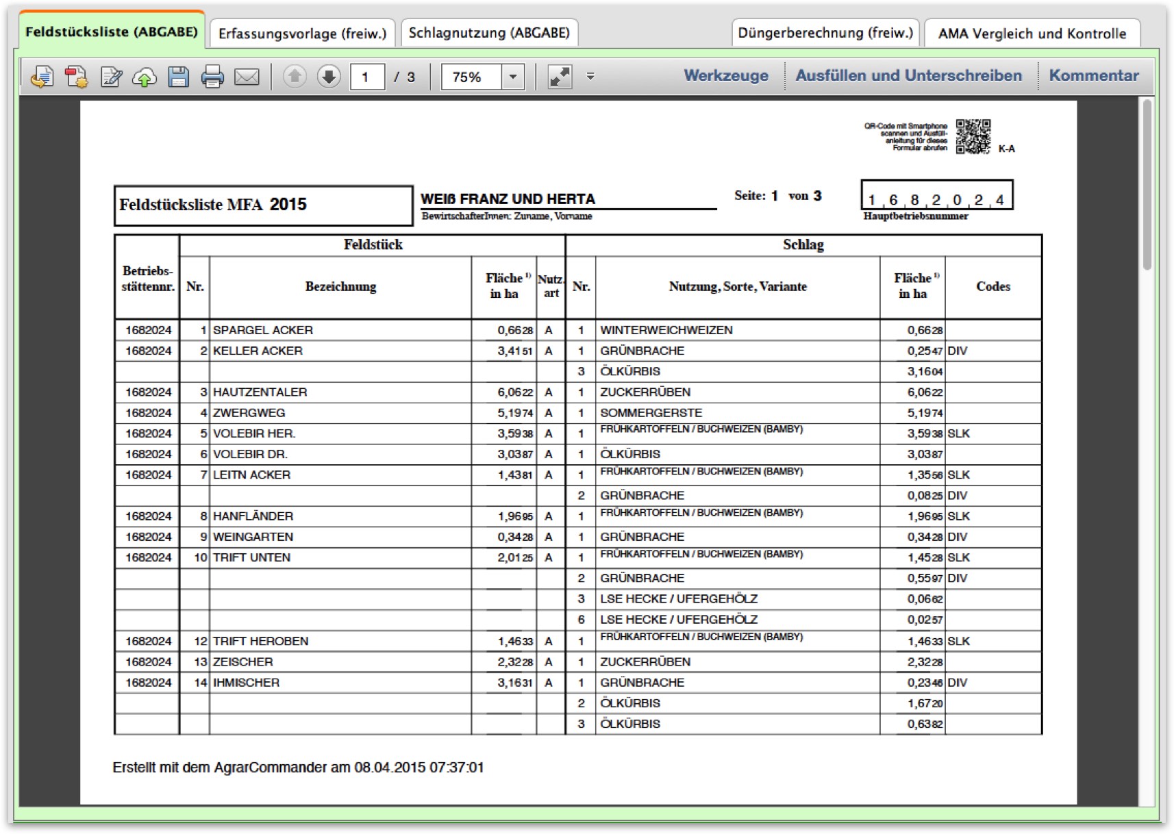 AMA - Antragstellung